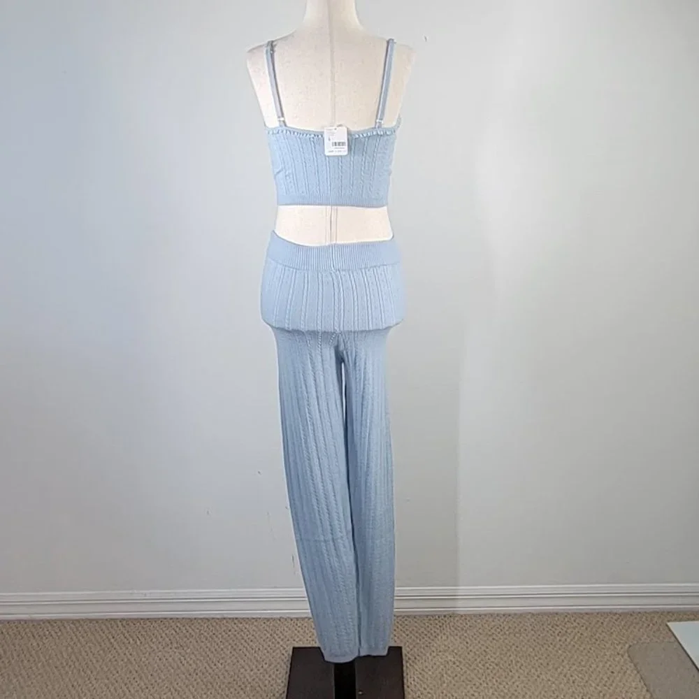 FREE PEOPLE INTIMATELY morning light set pajama knit Sz S NEW - Picture 6 of 9